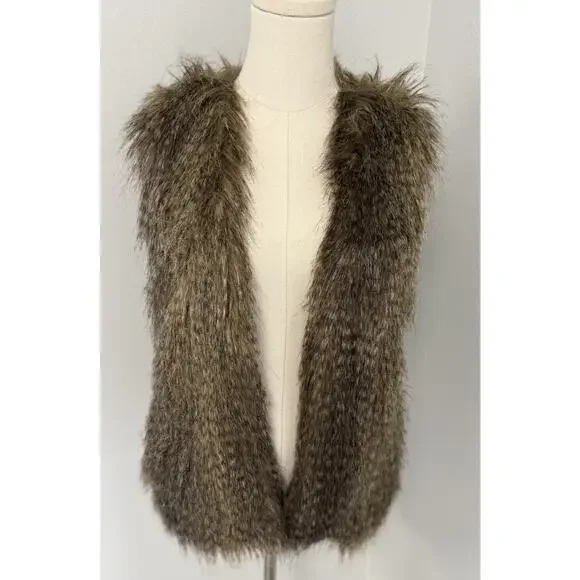 DIVIDED by H&M Lined Fur Vest Boho,Discreet Pockets Hook & Clasp- Sz 4 (M) - Picture 2 of 8